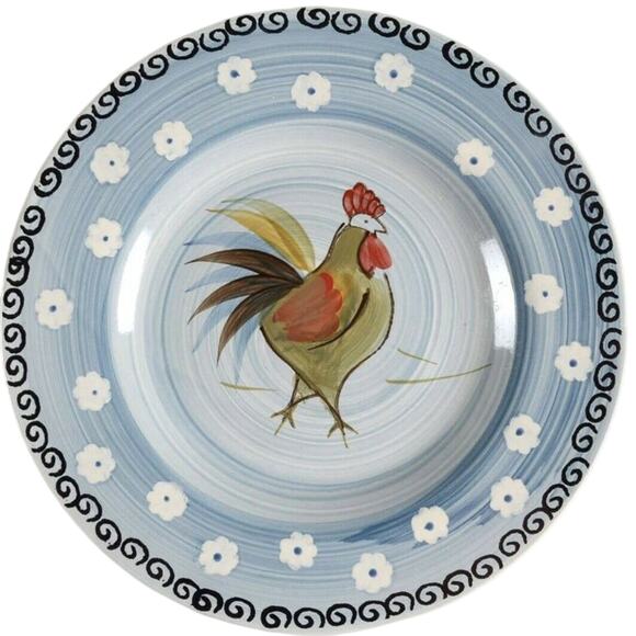 Royal Norfolk 10 3/4" Dinner Plate Rooster Center Blue & White Porcelain Ceramic - Picture 2 of 4